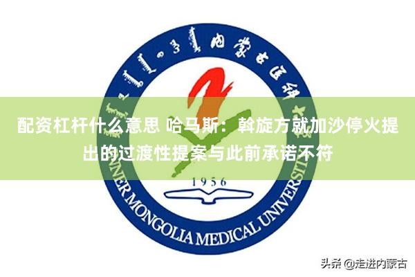 配资杠杆什么意思 哈马斯：斡旋方就加沙停火提出的过渡性提案与此前承诺不符